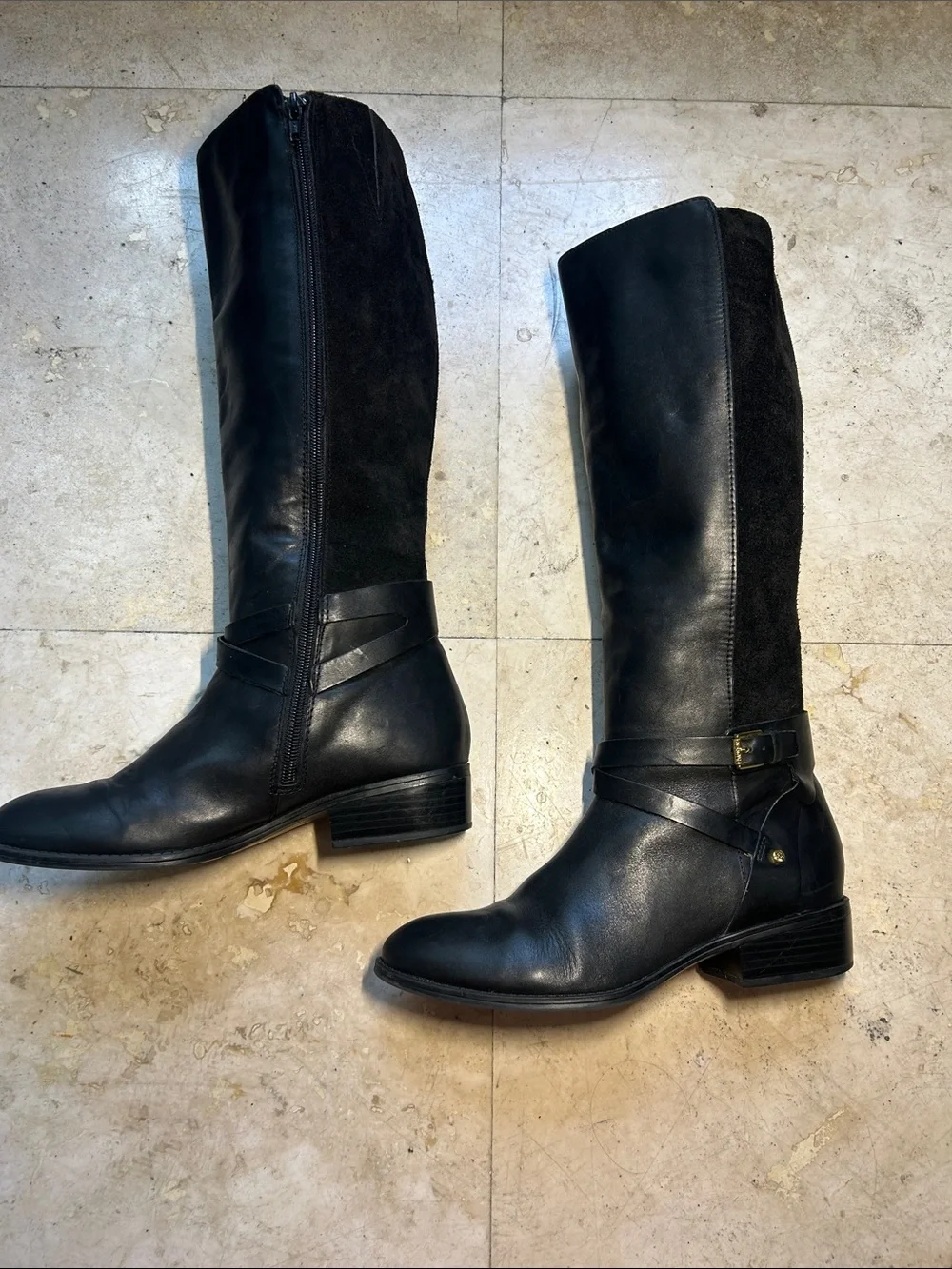 Women's Over-the-Knee Black Leather Riding Boots